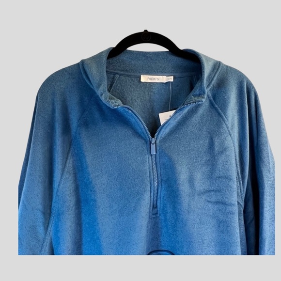 Ricki's Women's Sweatshirt XL Blue Terry Half Zip Kangaroo Pocket - Picture 3 of 14